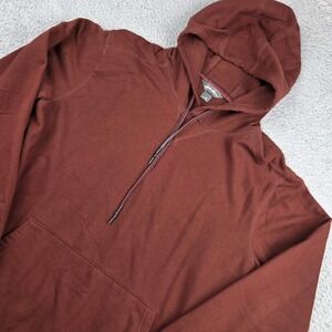 Eddie Bauer Hoodie Mens Medium Burgundy Pullover Solid Fleece